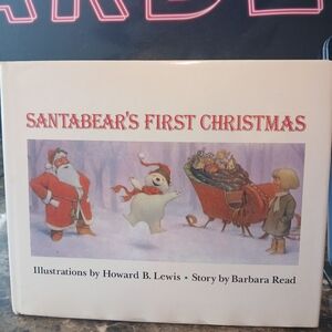 The vintage Santabear's First Christmas hardcover book, published in 1986 by San